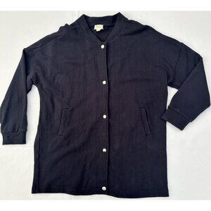 Anthropologie Deletta Murray Coat Sweatshirt Navy Blue Terry Long Womens Size M